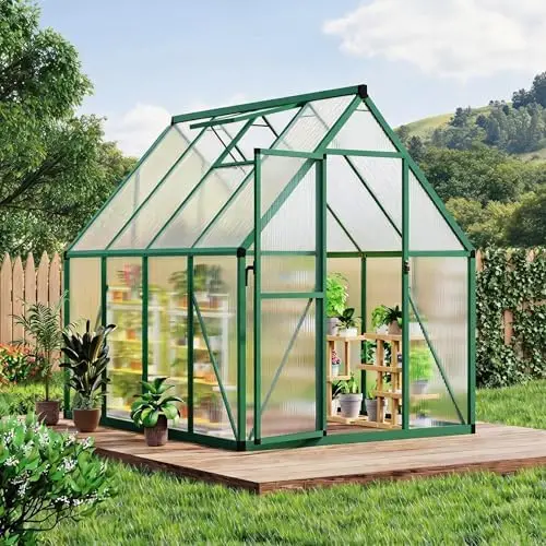 Outdoor Greenhouse 6×7 ft with UV Protection - Polyte Walk-in Greenhouse with Lockable Door Adjustable Roof Vent
Outdoor Greenhouse 6×7 ft with UV Protection - Polyte Walk-in Greenhouse with Lockable Door Adjustable Roof Vent