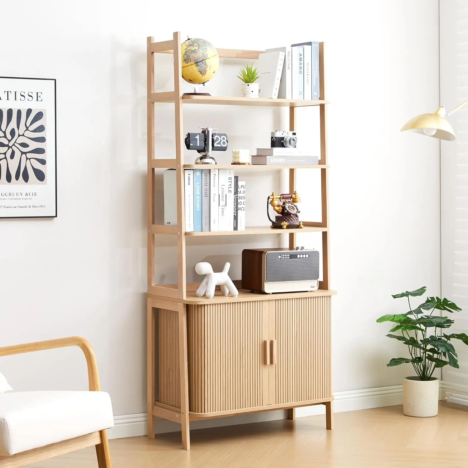 4-Tier Bookshelf, Tall Bookcase With Open Shelf And Sliding Door, 70” Freestanding Storage Organizer Display, Customized
4-Tier Bookshelf, Tall Bookcase With Open Shelf And Sliding Door, 70” Freestanding Storage Organizer Display, Customized