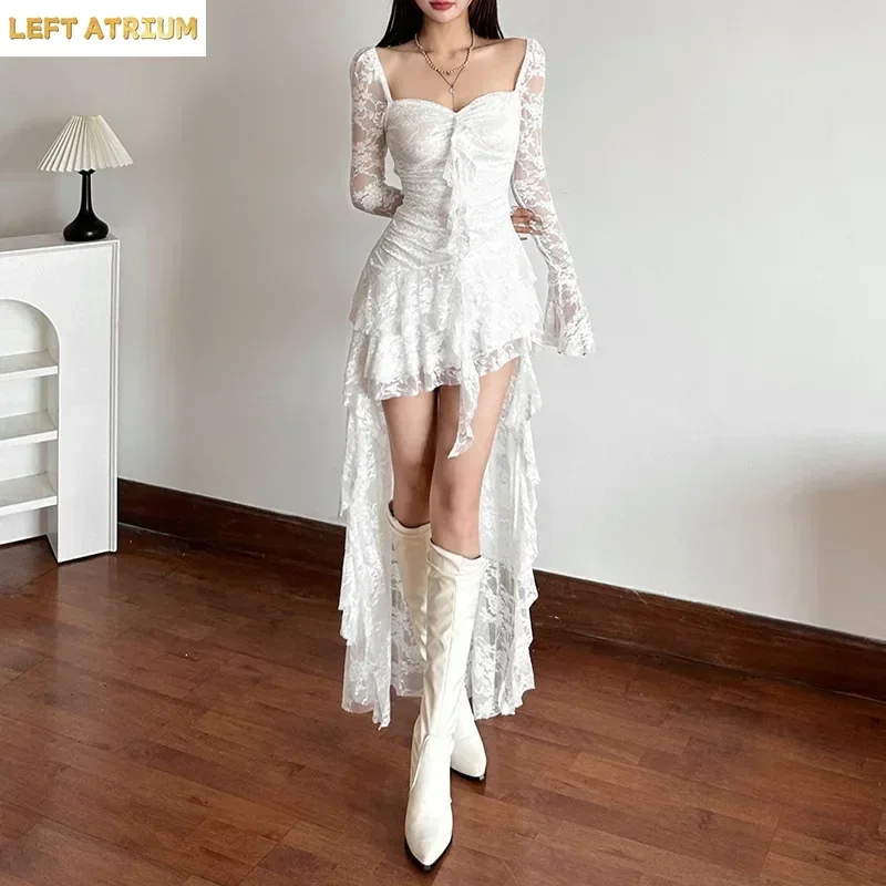 Fairycore Lace Flare Sleeve Square Neck A-line Dress Sweet E-girl Irregular Long Hem Dresses Cyber Y2K Party SH25
Fairycore Lace Flare Sleeve Square Neck A-line Dress Sweet E-girl Irregular Long Hem Dresses Cyber Y2K Party SH25