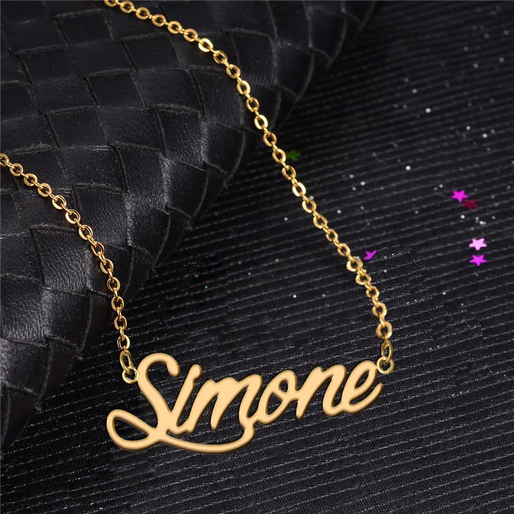 Simone Name Necklace Personalised Gold Plated for Women Lightweight Nameplate Stainless Steel Daily Wear for Mom Birthday Gift
Simone Name Necklace Personalised Gold Plated for Women Lightweight Nameplate Stainless Steel Daily Wear for Mom Birthday Gift