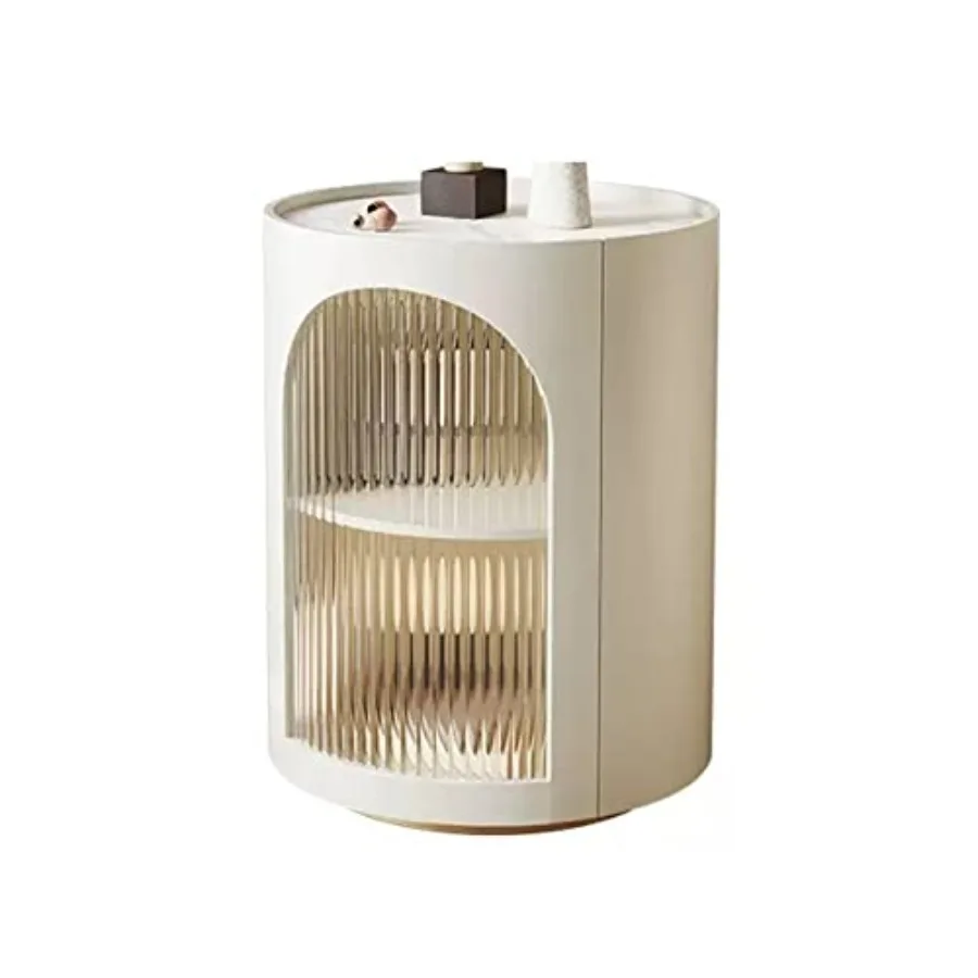 Bedside Table White Round Nightstand with Vertical Striped Glass Cabinet Doors Modern Bedside Table, Wooden Nightstands for Bed
Bedside Table White Round Nightstand with Vertical Striped Glass Cabinet Doors Modern Bedside Table, Wooden Nightstands for Bed