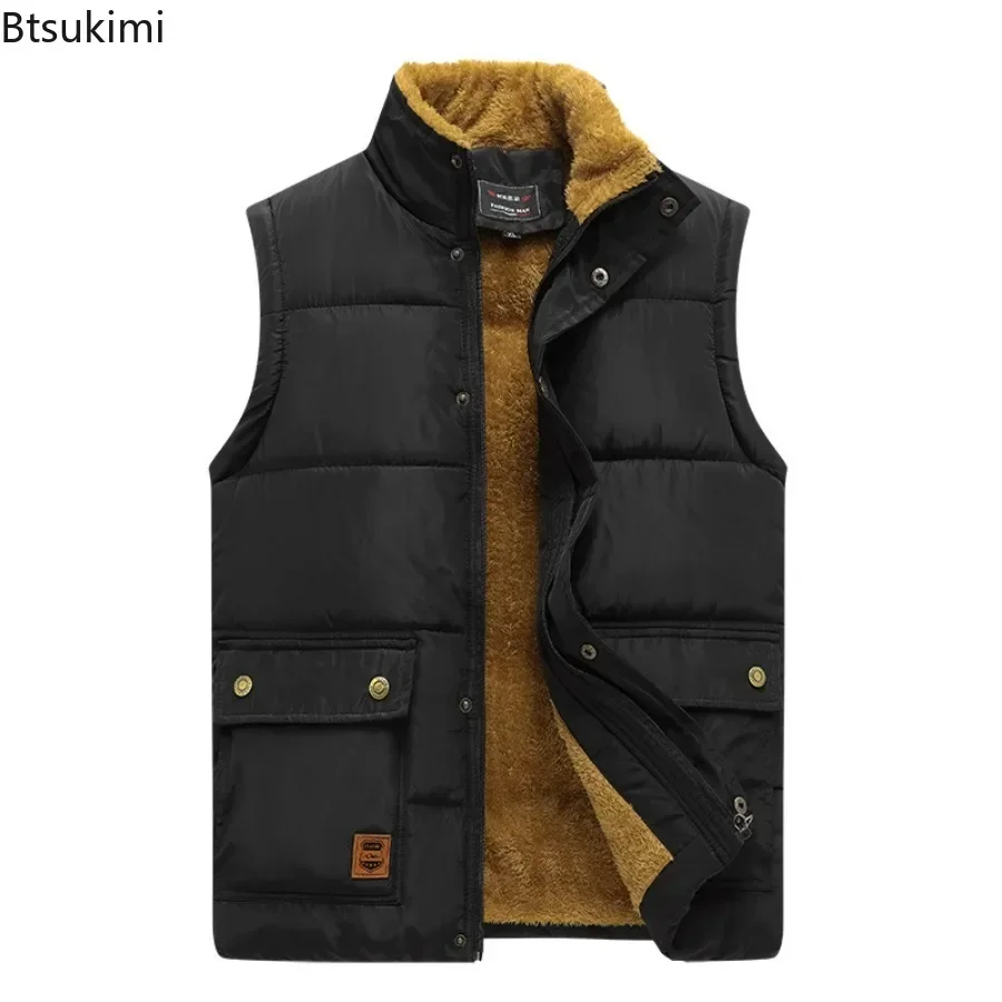 2024 Men's Thick Warm Vest Jackets Solid Autumn Winter Plush Down Cotton Vest Waistcoat Men Stand Collar Men's Winter Clothing
2024 Men's Thick Warm Vest Jackets Solid Autumn Winter Plush Down Cotton Vest Waistcoat Men Stand Collar Men's Winter Clothing