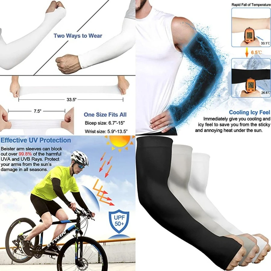 3/6 Pairs UV Cooling Arm Sleeves Sun Protection Unisex for Sports, Cycling, Golf, Running,3-pairs Black+white+grey
3/6 Pairs UV Cooling Arm Sleeves Sun Protection Unisex for Sports, Cycling, Golf, Running,3-pairs Black+white+grey