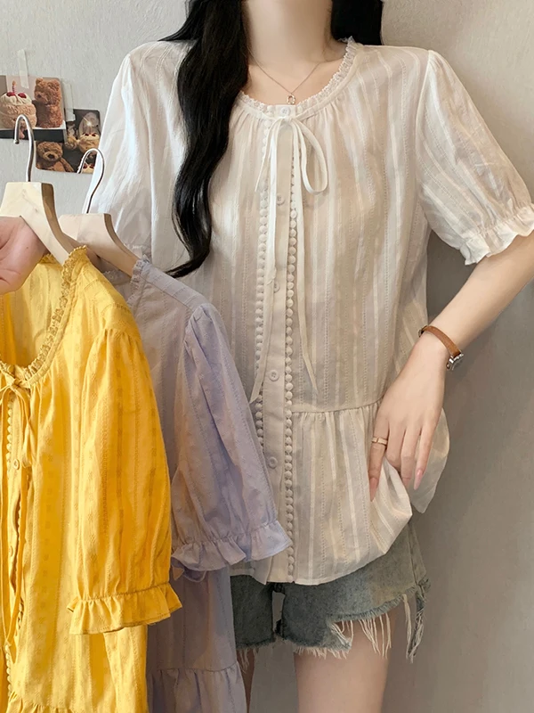 plus Size Women's Fashionable Loose Short Sleeve Shirt Sweet Bow Tie Wooden Breeze Summer Top Breathable Skin-Friendly
plus Size Women's Fashionable Loose Short Sleeve Shirt Sweet Bow Tie Wooden Breeze Summer Top Breathable Skin-Friendly
