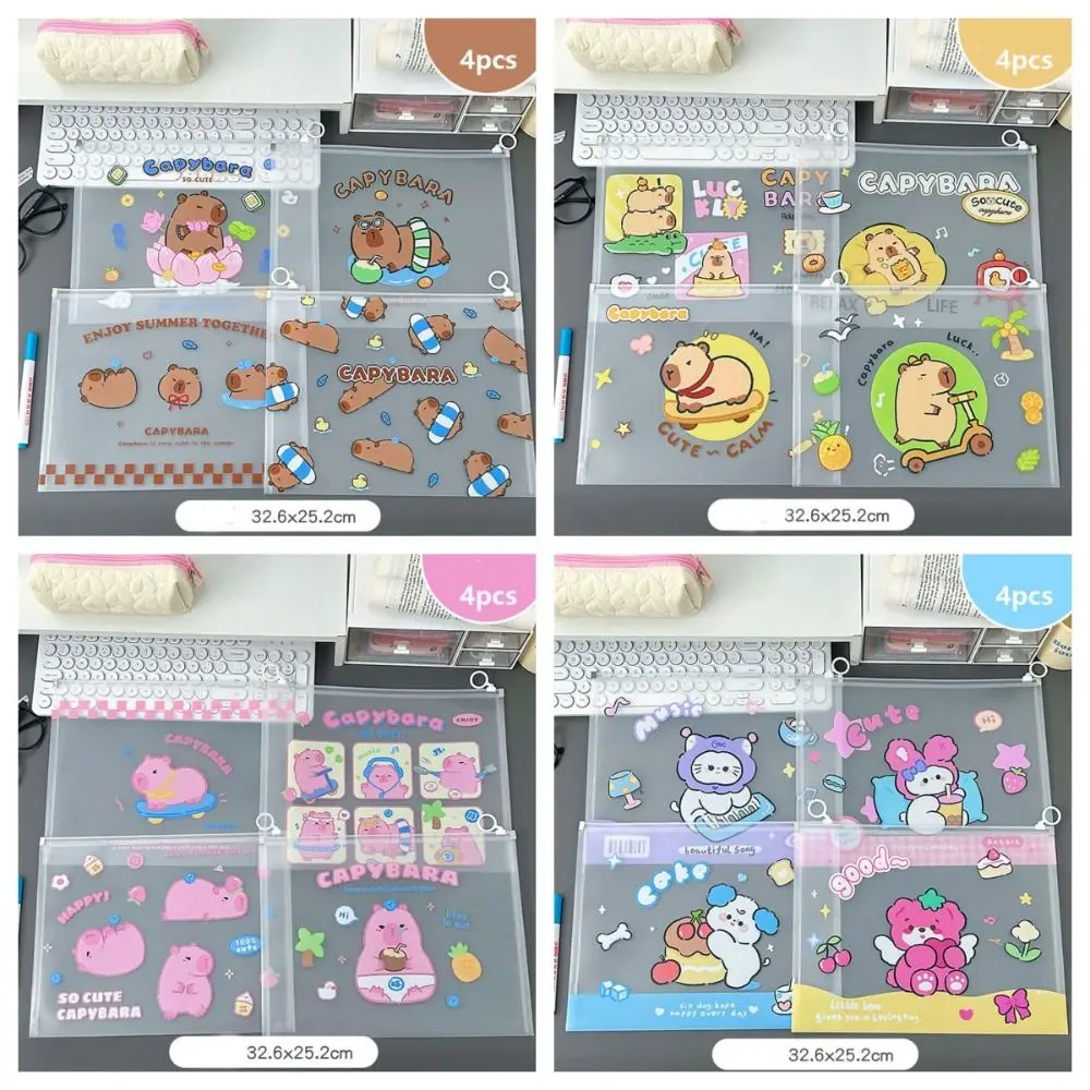 4PCS Large-capacity A4 Capybara Transparent File Bag Zipper Waterproof Students Information Bag Portable Loop Pull
4PCS Large-capacity A4 Capybara Transparent File Bag Zipper Waterproof Students Information Bag Portable Loop Pull