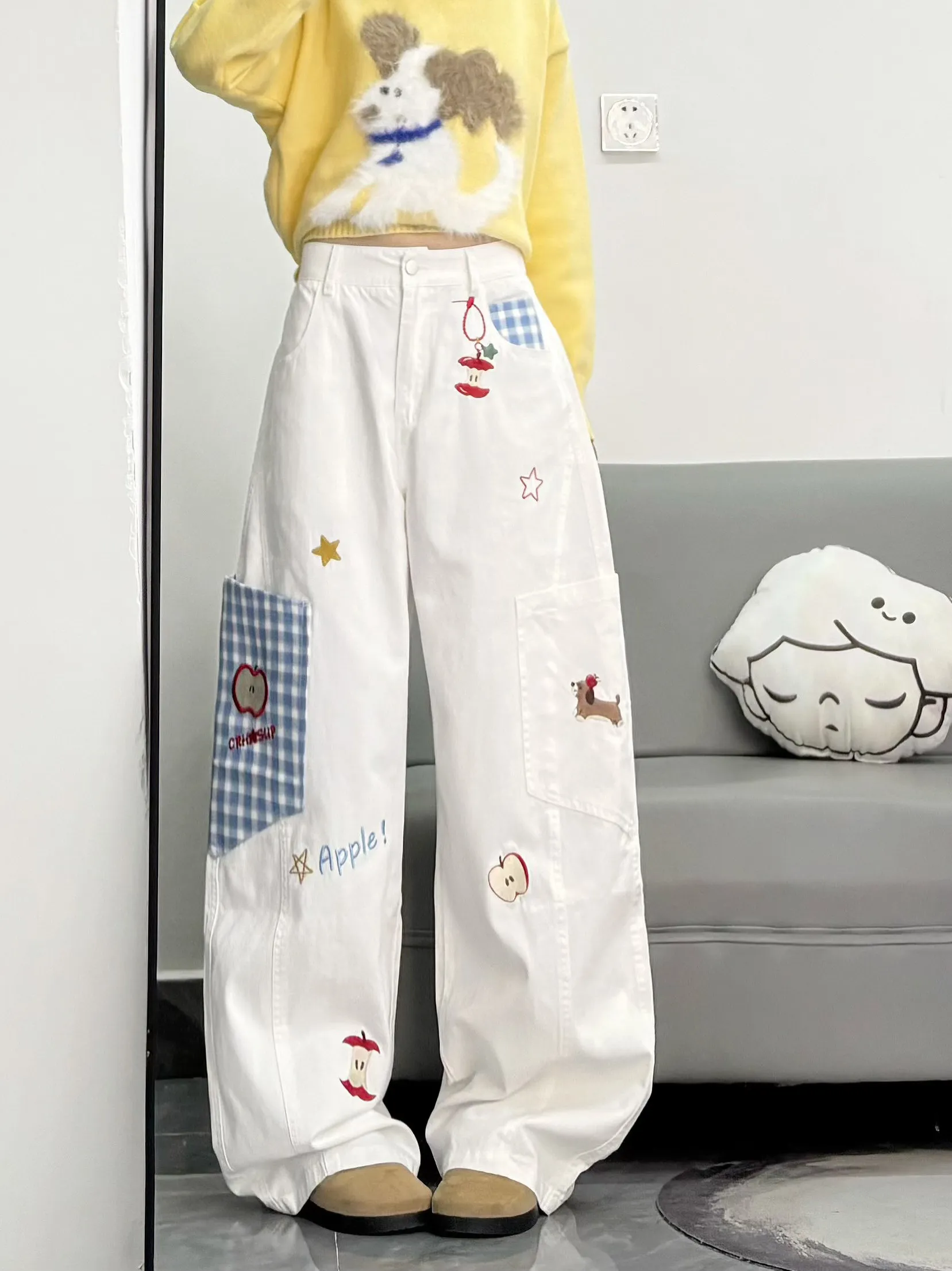 High Waist Wide Leg Jeans Women's Summer Slimming Loose Drapey Pocketed Workwear Knife Embroidery Cartoon Style
High Waist Wide Leg Jeans Women's Summer Slimming Loose Drapey Pocketed Workwear Knife Embroidery Cartoon Style