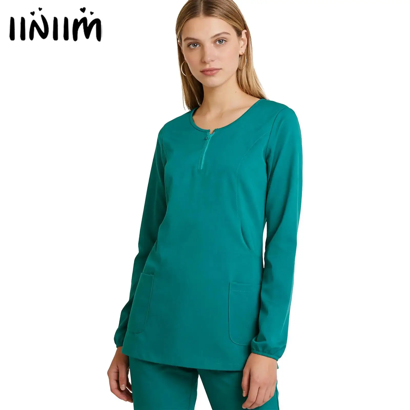 Womens Scrubs Workwear Crew Neck with Zipper Long Sleeve Multi-pocket Pullover Shirt Nurse Top Dental Clinic Medical Uniforms
Womens Scrubs Workwear Crew Neck with Zipper Long Sleeve Multi-pocket Pullover Shirt Nurse Top Dental Clinic Medical Uniforms