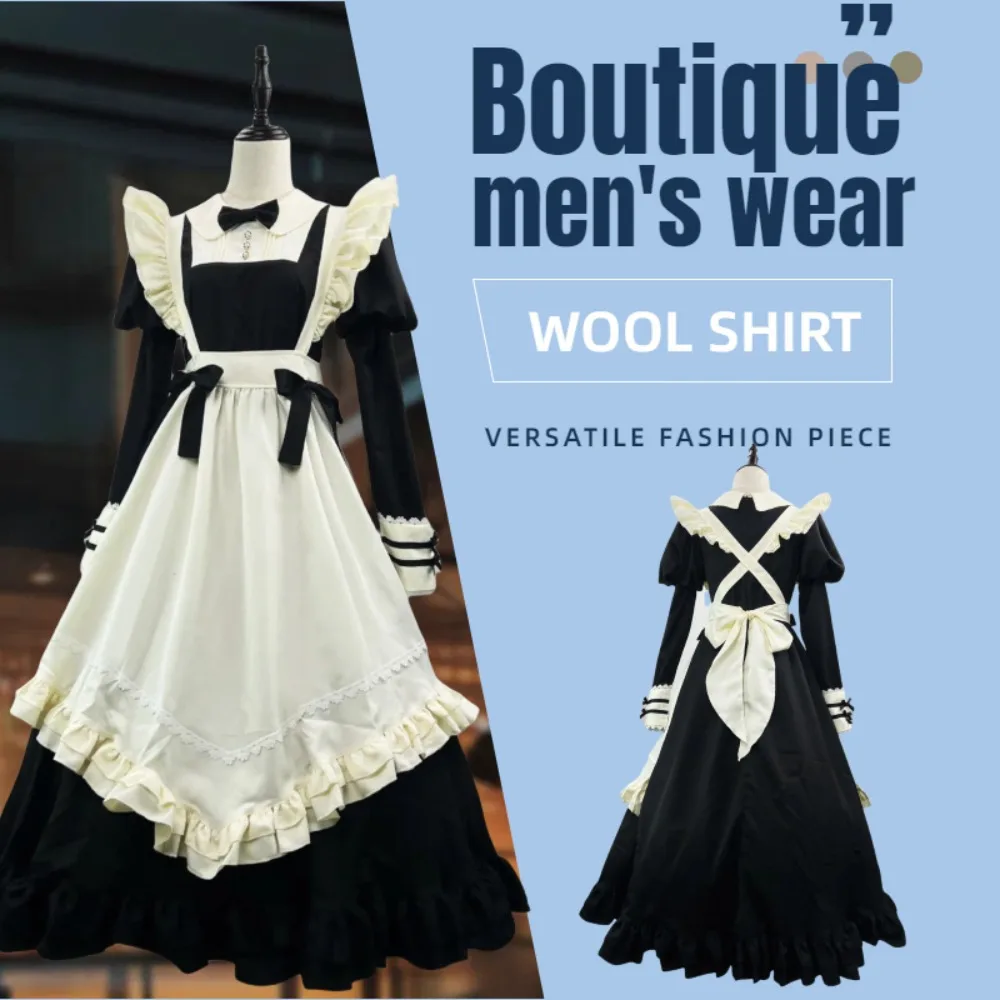 New Lolita Long Sleeve Maid Dress Black Lace Maid Set Cute Maid Costume Perfect for Cafe Theme Role Playing
New Lolita Long Sleeve Maid Dress Black Lace Maid Set Cute Maid Costume Perfect for Cafe Theme Role Playing
