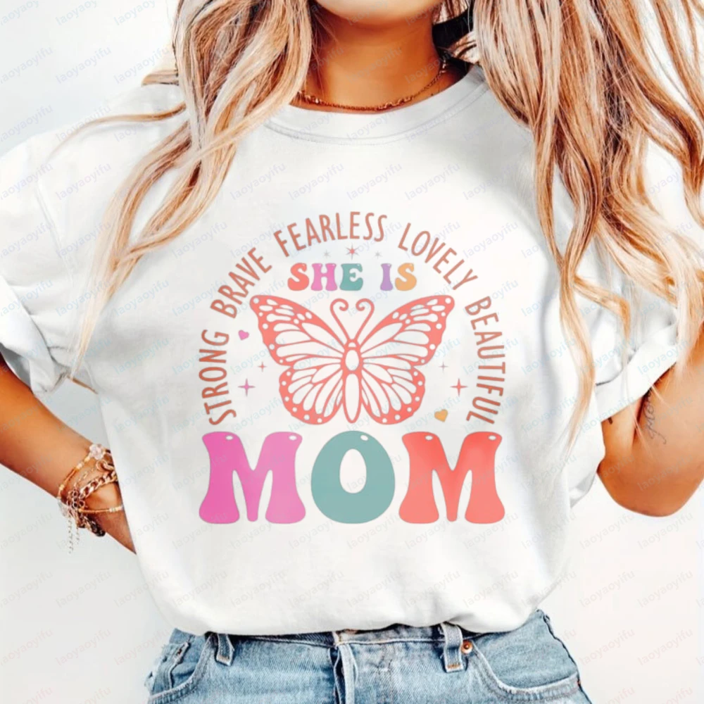 Beautiful Mom Women T-Shirt Retro Butterfly She Is Mom Printed Tops Mother's Day Casual Cotton Tee Love Mom Women Clothes Gift
Beautiful Mom Women T-Shirt Retro Butterfly She Is Mom Printed Tops Mother's Day Casual Cotton Tee Love Mom Women Clothes Gift
