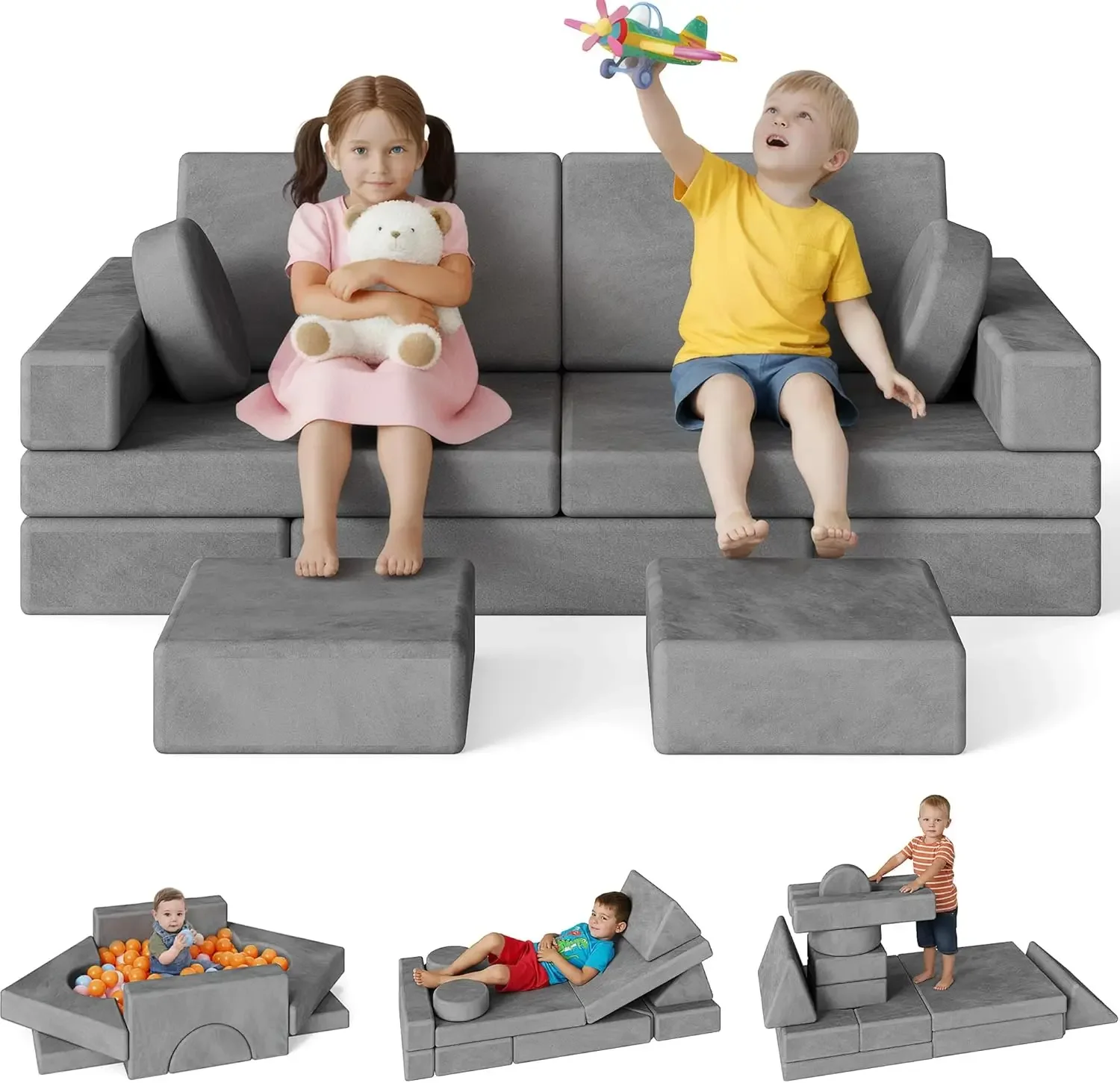18Pcs Play Couch for Kids,Modular Kids Play Couch for Playroom Bedroom Living Room,Multifunctional Convertible Sofa for Boys & G
18Pcs Play Couch for Kids,Modular Kids Play Couch for Playroom Bedroom Living Room,Multifunctional Convertible Sofa for Boys & G