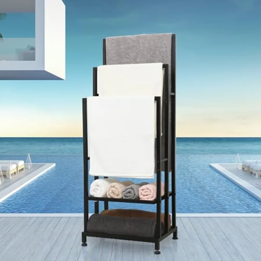 Heavy Duty Pool Towel Rack for Outdoor 3 Tier Free Standing Towel Rack with 2 Storage Shelves Anti-Rust Stand Rack for OutdoorP
Heavy Duty Pool Towel Rack for Outdoor 3 Tier Free Standing Towel Rack with 2 Storage Shelves Anti-Rust Stand Rack for OutdoorP