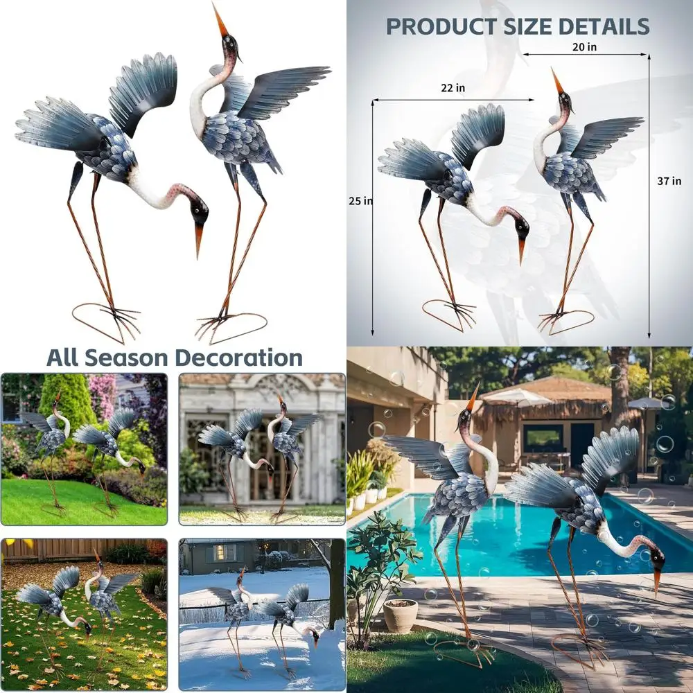 Pair of Blue Heron Metal Garden Sculptures, Outdoor Crane Yard Art for Patio, Pond, Porch Decor
Pair of Blue Heron Metal Garden Sculptures, Outdoor Crane Yard Art for Patio, Pond, Porch Decor