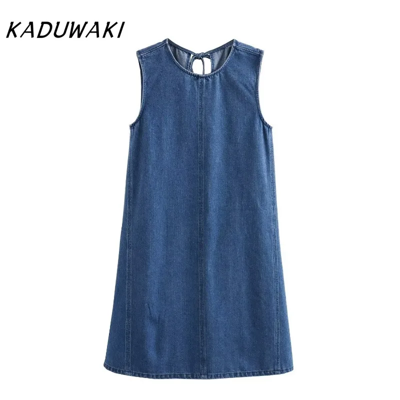 KADUWAKI European/American O Neck Sleeveless Back Hollow Denim Dress Sexy Slim Fit Patchwork Denim Beach Strap Skirt Streetwear
KADUWAKI European/American O Neck Sleeveless Back Hollow Denim Dress Sexy Slim Fit Patchwork Denim Beach Strap Skirt Streetwear