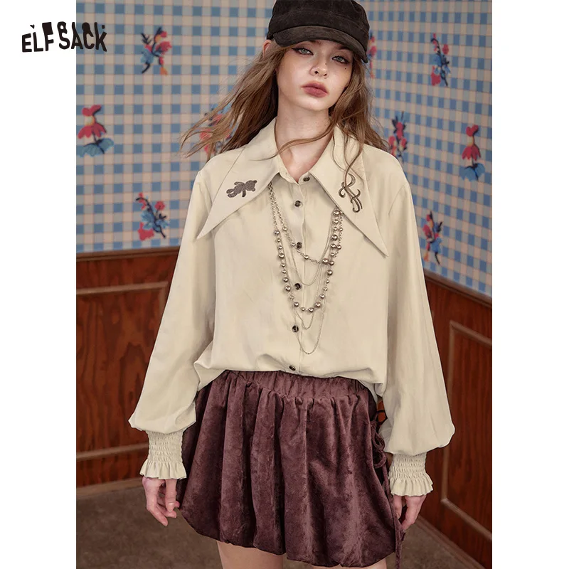 ELFSACK 2025 Winter New Arrivals Soft Preppy Lapel Collar Ruffled Cuff Long-sleeve Shirt For Woman
ELFSACK 2025 Winter New Arrivals Soft Preppy Lapel Collar Ruffled Cuff Long-sleeve Shirt For Woman