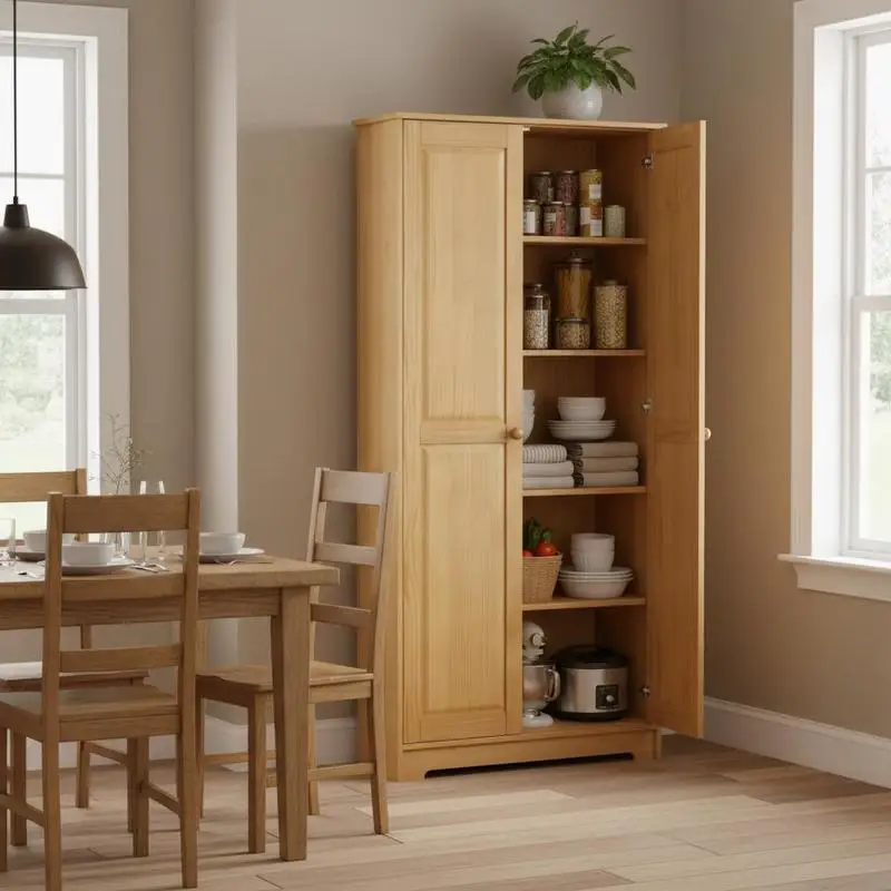 67" Pinewood Kitchen Pantry Storage Cabinet, Freestanding Cabinets with Doors and Shelves, Dining Room
67" Pinewood Kitchen Pantry Storage Cabinet, Freestanding Cabinets with Doors and Shelves, Dining Room