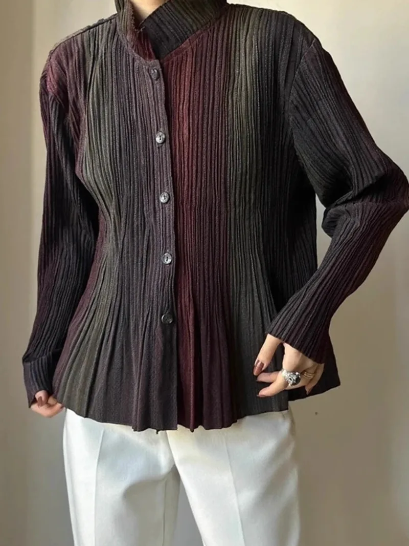 Pleated Chic New Wome's Shirt Temperament High-Quality Stand Collar Elastic Loose Long Sleeve Single Breasted Blou 437X
Pleated Chic New Wome's Shirt Temperament High-Quality Stand Collar Elastic Loose Long Sleeve Single Breasted Blou 437X