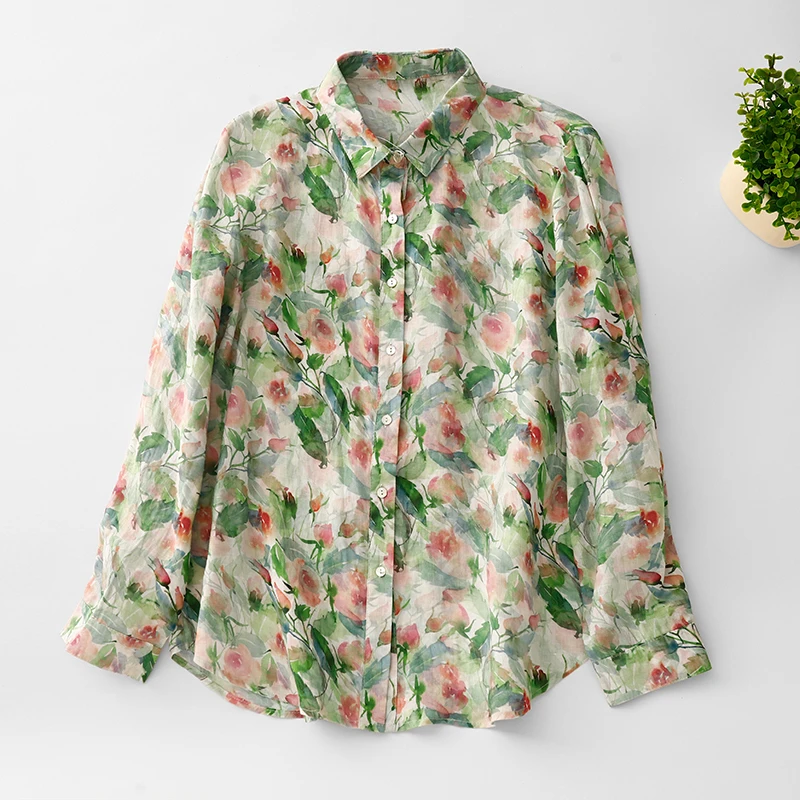 Spring 2025 Women's Loose Fit Long Sleeve Neck Shirt Artistic Print Linen Commute Versatile Top Large Size Cotton 100%
Spring 2025 Women's Loose Fit Long Sleeve Neck Shirt Artistic Print Linen Commute Versatile Top Large Size Cotton 100%