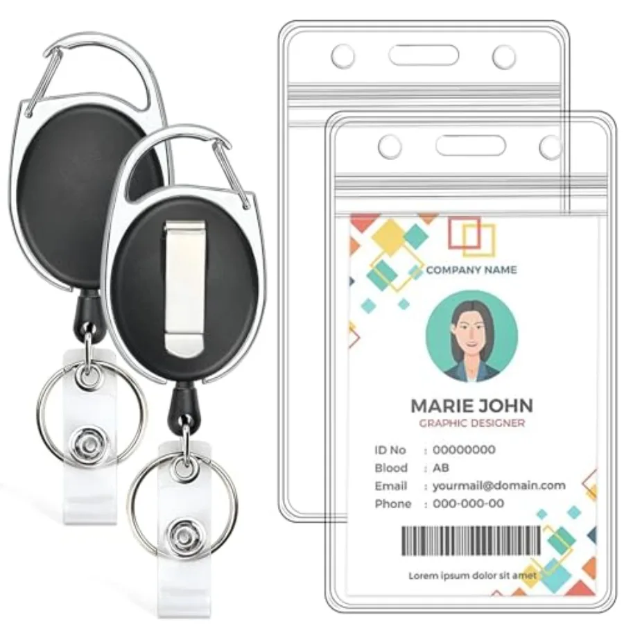 2 Pack ID Badge Holder with Retractable Badge Reel Clear ID Card Holder with Heavy Duty Carabiner Badge Reel with 24 Inch Pull
2 Pack ID Badge Holder with Retractable Badge Reel Clear ID Card Holder with Heavy Duty Carabiner Badge Reel with 24 Inch Pull