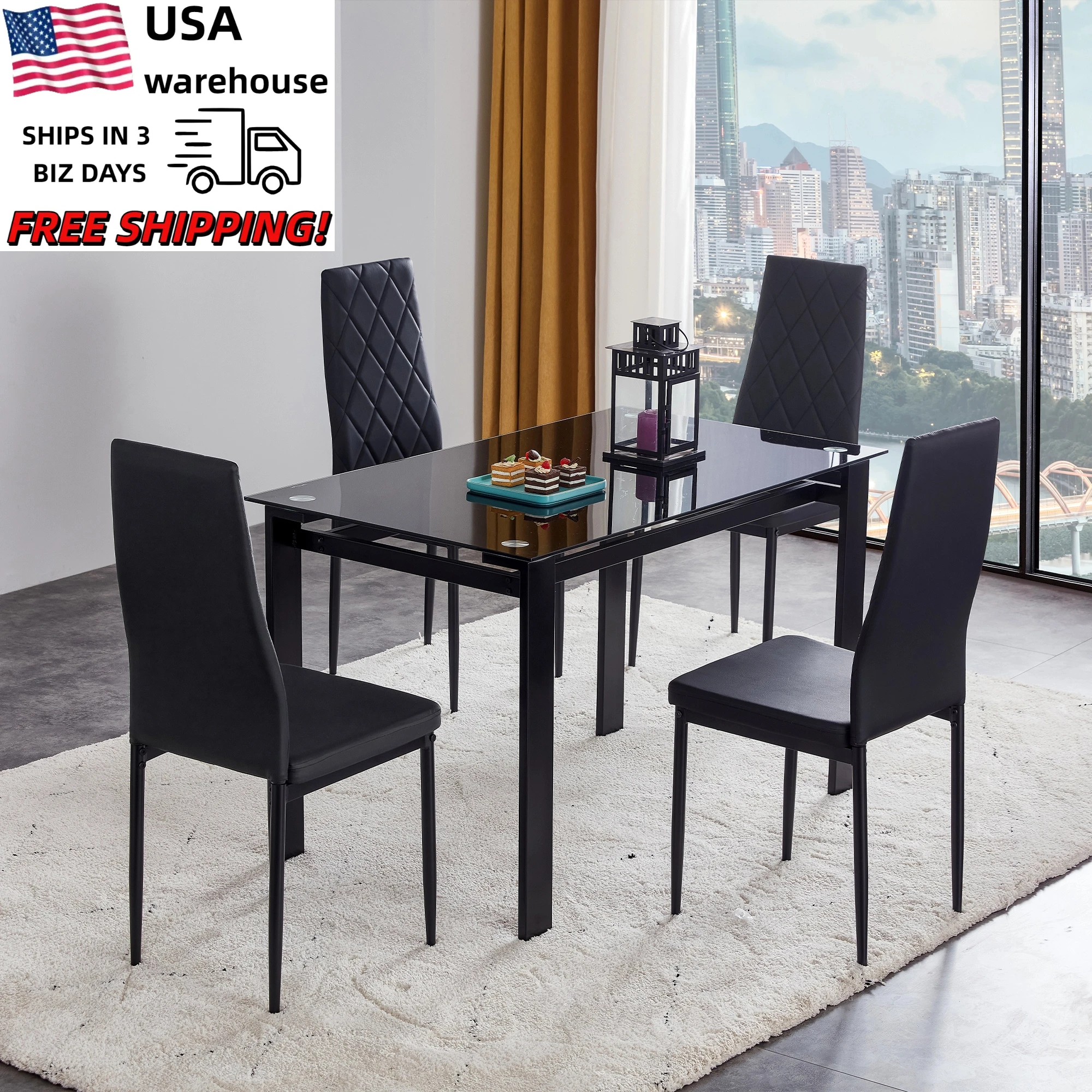 New Black Dining Table and Chairs, Table Set 4 Seater, Table Set, Modern Table, Room Furniture
New Black Dining Table and Chairs, Table Set 4 Seater, Table Set, Modern Table, Room Furniture