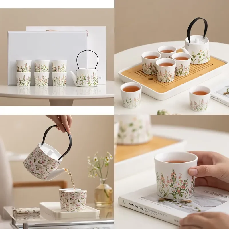 【CHIMU HOME】 Flower Sea Handle Modern Simplicity Teapot Set for One Pot Six Cups Kung Fu Gift Ceramic
【CHIMU HOME】 Flower Sea Handle Modern Simplicity Teapot Set for One Pot Six Cups Kung Fu Gift Ceramic