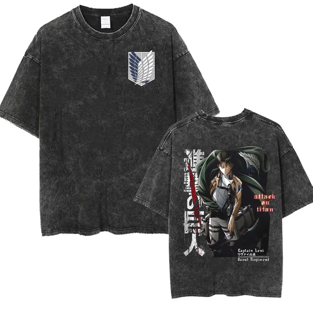 Anime Attack on Titan T Shirt Japanese Manga Levi Ackerman Washed T-shirts Men Women High Quality Cotton Oversized Loose T-shirt
Anime Attack on Titan T Shirt Japanese Manga Levi Ackerman Washed T-shirts Men Women High Quality Cotton Oversized Loose T-shirt