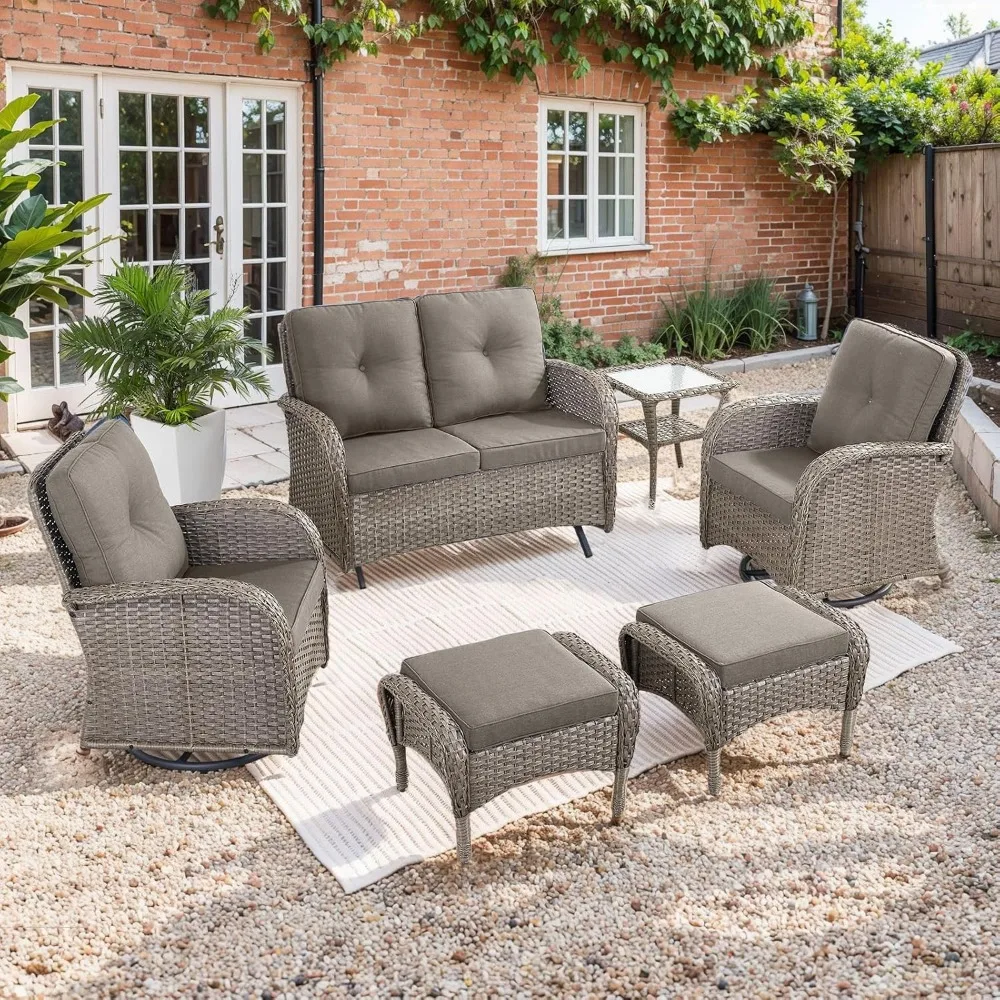 6 Pieces Patio Furniture Set-Patio Glider Loveseat with Rattan Outdoor Swivel Chairs Outdoor Conversation Furniture Sets for De
6 Pieces Patio Furniture Set-Patio Glider Loveseat with Rattan Outdoor Swivel Chairs Outdoor Conversation Furniture Sets for De