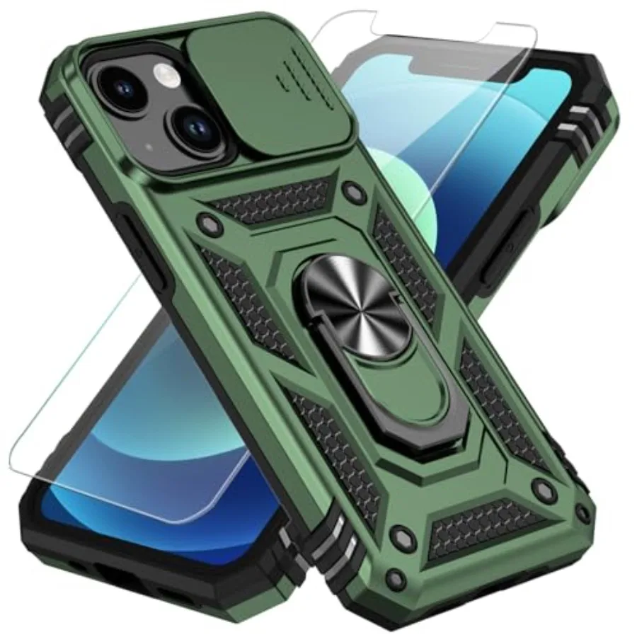 Compatible with iPhone 12/13 Mini Case with HD Screen Protector and Slide Camera Cover and Rotated Ring Kickstand, [Military-Gr
Compatible with iPhone 12/13 Mini Case with HD Screen Protector and Slide Camera Cover and Rotated Ring Kickstand, [Military-Gr