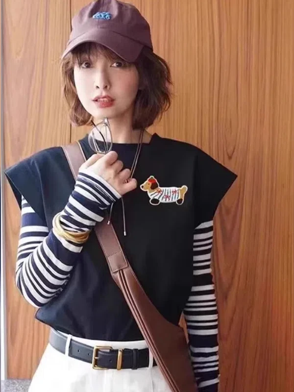 Новинка: женская свободная футболка в полоску в корейском стиле, с круглым вырезом, длинным рукавом, с принтом, повседневный топ для похудения
Новинка: женская свободная футболка в полоску в корейском стиле, с круглым вырезом, длинным рукавом, с принтом, повседневный топ для похудения