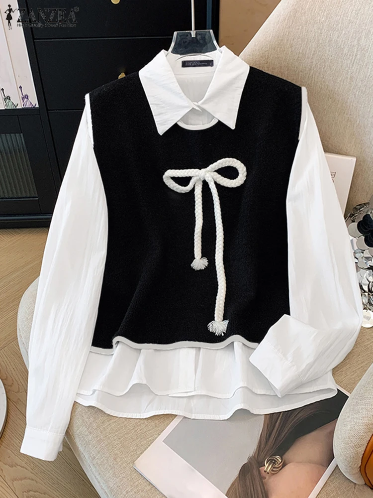 Casual Long Sleeve Shirt And Vests Tops Spring Two Pieces Sets Women Basic Tees ZANZEA Office Blouses Oversize Loose Chemise
Casual Long Sleeve Shirt And Vests Tops Spring Two Pieces Sets Women Basic Tees ZANZEA Office Blouses Oversize Loose Chemise
