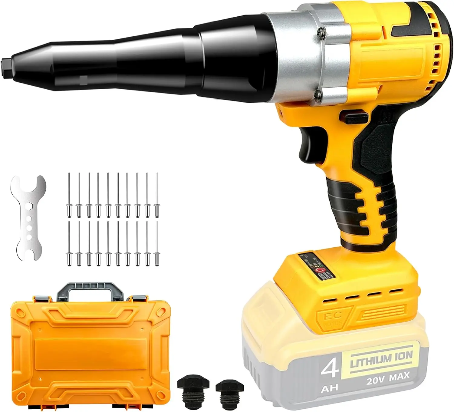Cordless Brushless Rivet Gun with LED Light, Compatible with 1/8", 5/32", 3/16" Rivets, No Battery Included
Cordless Brushless Rivet Gun with LED Light, Compatible with 1/8", 5/32", 3/16" Rivets, No Battery Included