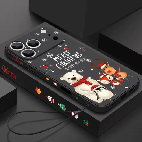 Custodia per telefono di Natale per iPhone 17 Pro Max Fox Polar Bear Alce Cordino Cover per Funda iPhone 16 Pro Max 15 14 13 12 11 16e Air