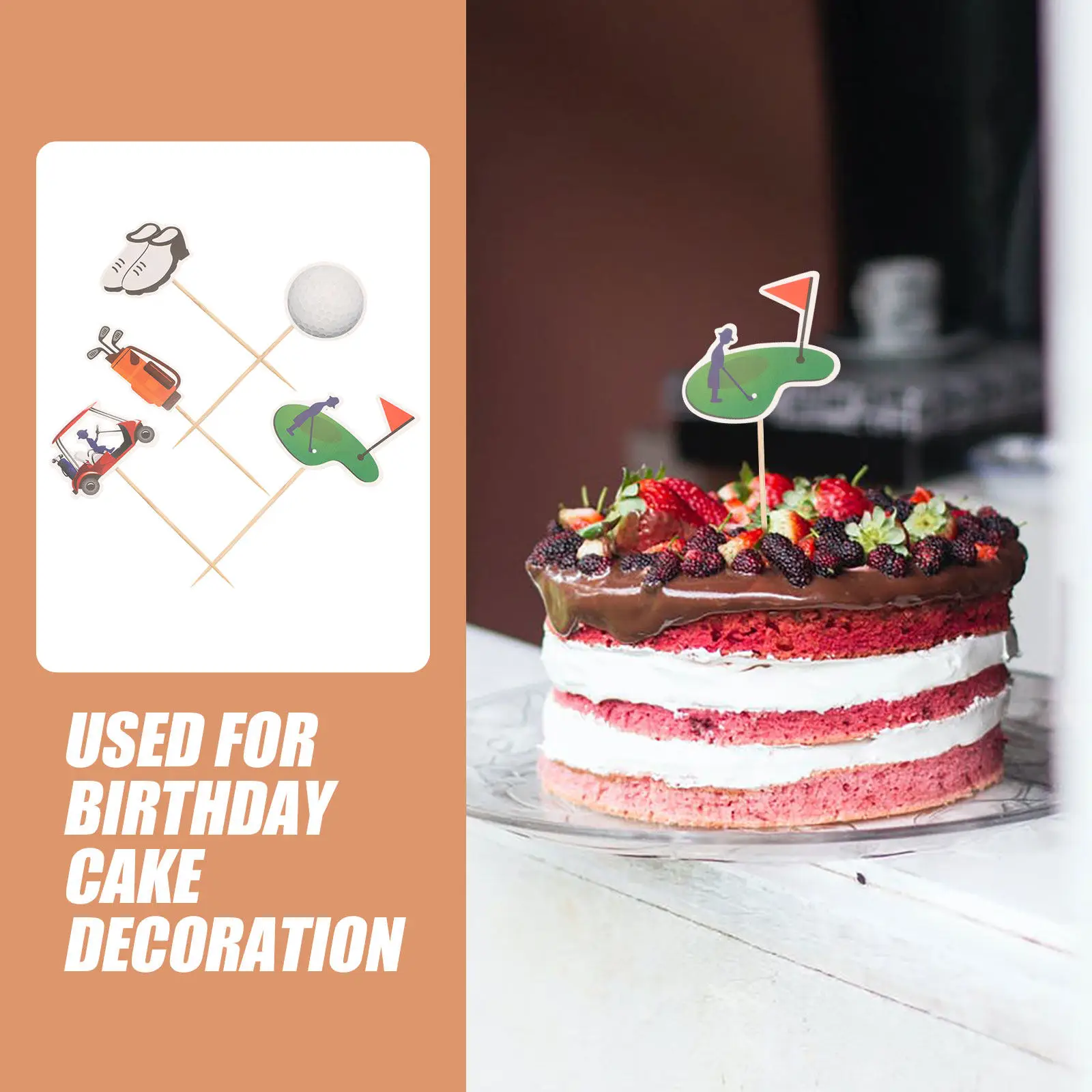 5Pcs Golf Cake Toppers Birthday Cake Decorations Unique Paper Cupcake Pick Party Dessert Decor for Men Sports Theme
5Pcs Golf Cake Toppers Birthday Cake Decorations Unique Paper Cupcake Pick Party Dessert Decor for Men Sports Theme