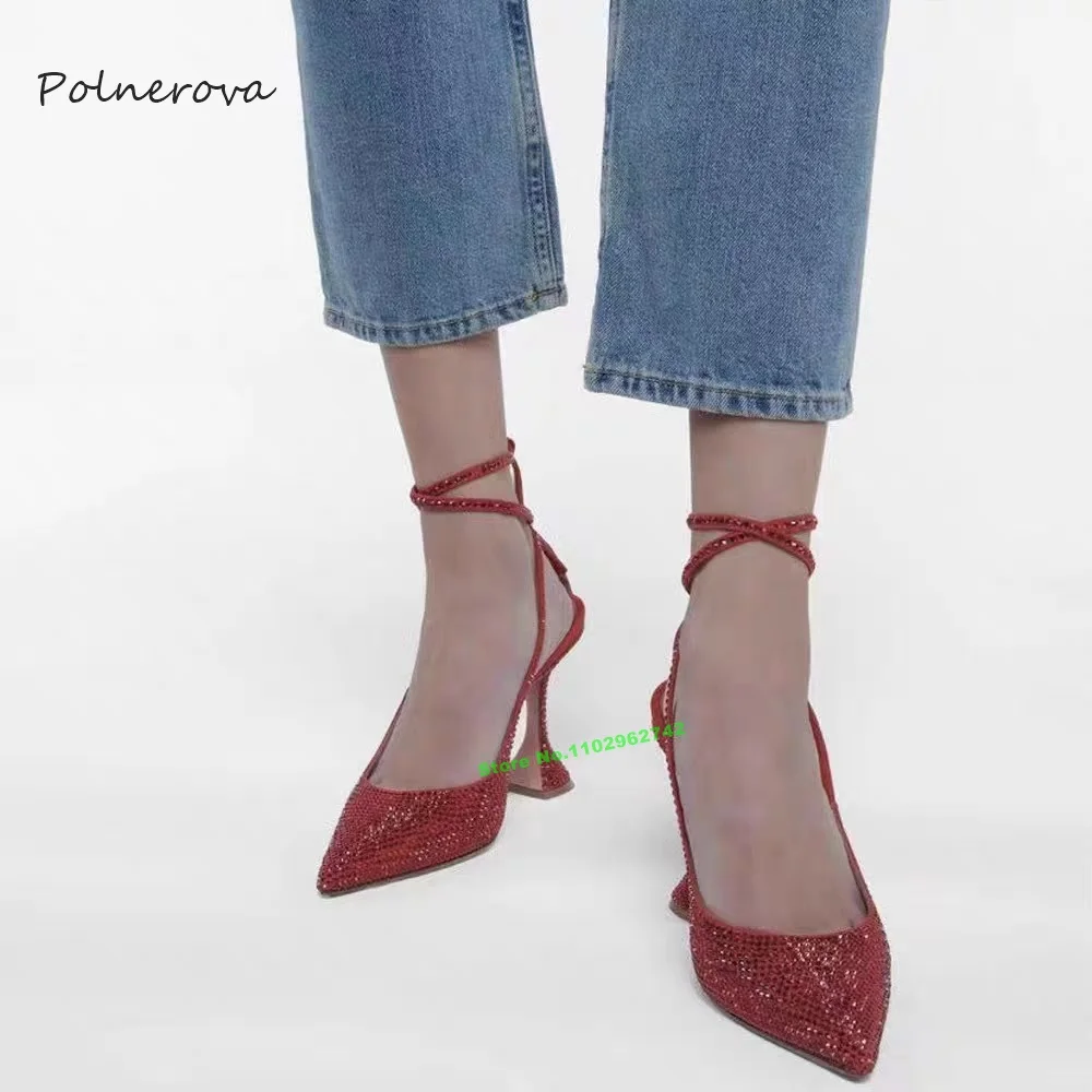 Crystal Strange Style Ankle Strap Sandals Green Purple Pointy Toe Sandals Party Wedding Shoes for Women 2023 Summer Elegant Sexy
Crystal Strange Style Ankle Strap Sandals Green Purple Pointy Toe Sandals Party Wedding Shoes for Women 2023 Summer Elegant Sexy