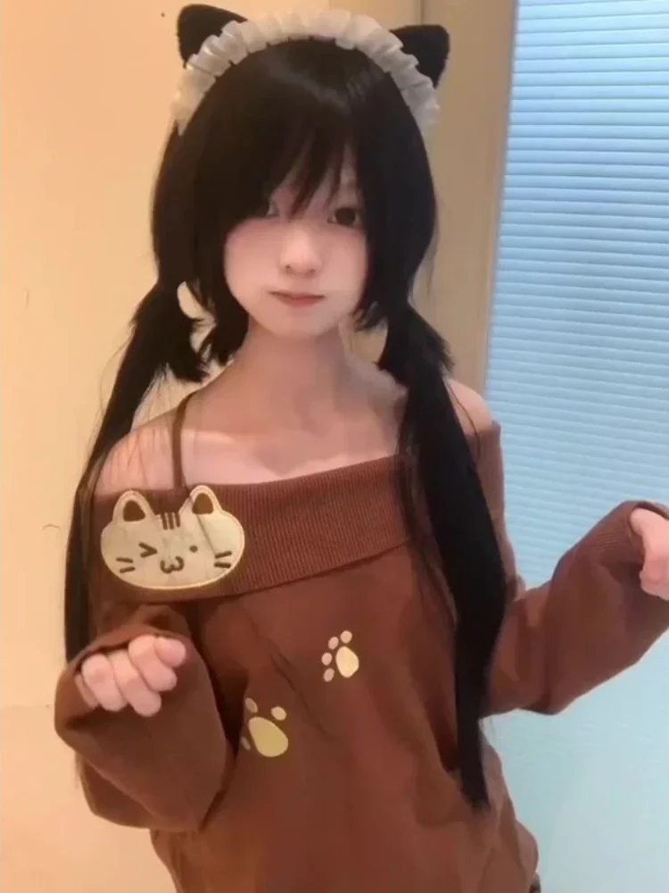 Cat Embroidery Cute All-match Knitted Pullover 2025 Autumn New Tops Mujer Y2k Long Sleeve Loose Off Shoulder Sweaters
Cat Embroidery Cute All-match Knitted Pullover 2025 Autumn New Tops Mujer Y2k Long Sleeve Loose Off Shoulder Sweaters