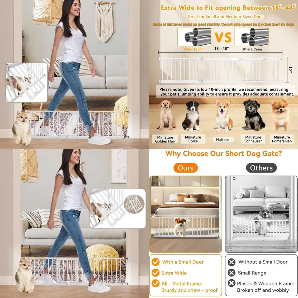 10 Tall Adjustable Wide Pet Gate with Small Cat Door, Extendable to 48, Suitable for Doorways and Stairs, White
10 Tall Adjustable Wide Pet Gate with Small Cat Door, Extendable to 48, Suitable for Doorways and Stairs, White
