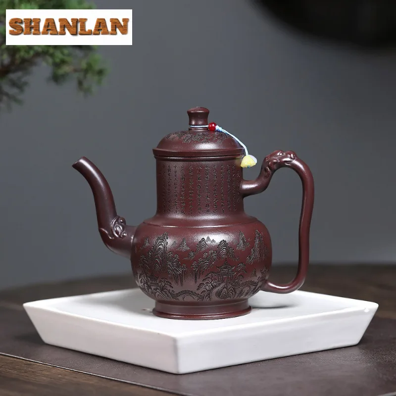 470ml Traditional Yixing Purple Clay Teapots Handmade Landscape Pot Raw Ore Antique Brass Mud Tea Making Kettle Zisha Tea Set
470ml Traditional Yixing Purple Clay Teapots Handmade Landscape Pot Raw Ore Antique Brass Mud Tea Making Kettle Zisha Tea Set