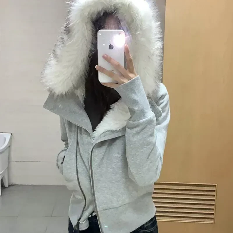 Grey Big Lapels Cotton Jacket Women Plush Thickened Coat Zipper Warm Plush Lining Jacket Winter 2025 New Korean Version Coat
Grey Big Lapels Cotton Jacket Women Plush Thickened Coat Zipper Warm Plush Lining Jacket Winter 2025 New Korean Version Coat
