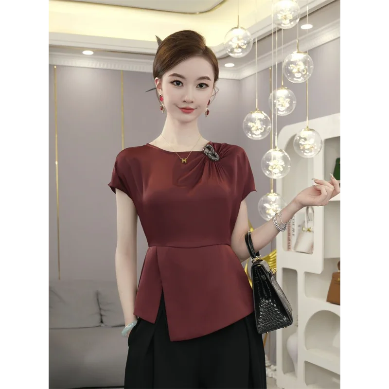 Новая летняя стильная уникальная красивая красная элегантная рубашка с короткими рукавами, шикарные топы для женщин
Новая летняя стильная уникальная красивая красная элегантная рубашка с короткими рукавами, шикарные топы для женщин