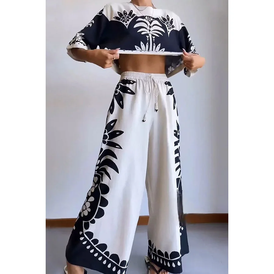 2024 Spring Summer New Casual Short Sleeve Set - Loose Fit Vacation Elastic Waist Women's Two-Piece Suit
2024 Spring Summer New Casual Short Sleeve Set - Loose Fit Vacation Elastic Waist Women's Two-Piece Suit
