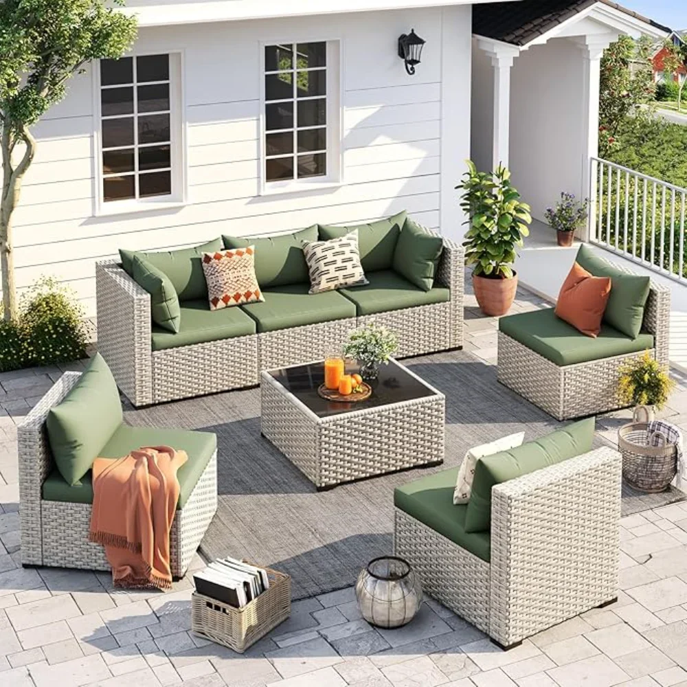 Outdoor Patio Furniture Set, 7-Piece PE Wicker Sectional Sofa with Tea Table, Outdoor Conversation Set
Outdoor Patio Furniture Set, 7-Piece PE Wicker Sectional Sofa with Tea Table, Outdoor Conversation Set