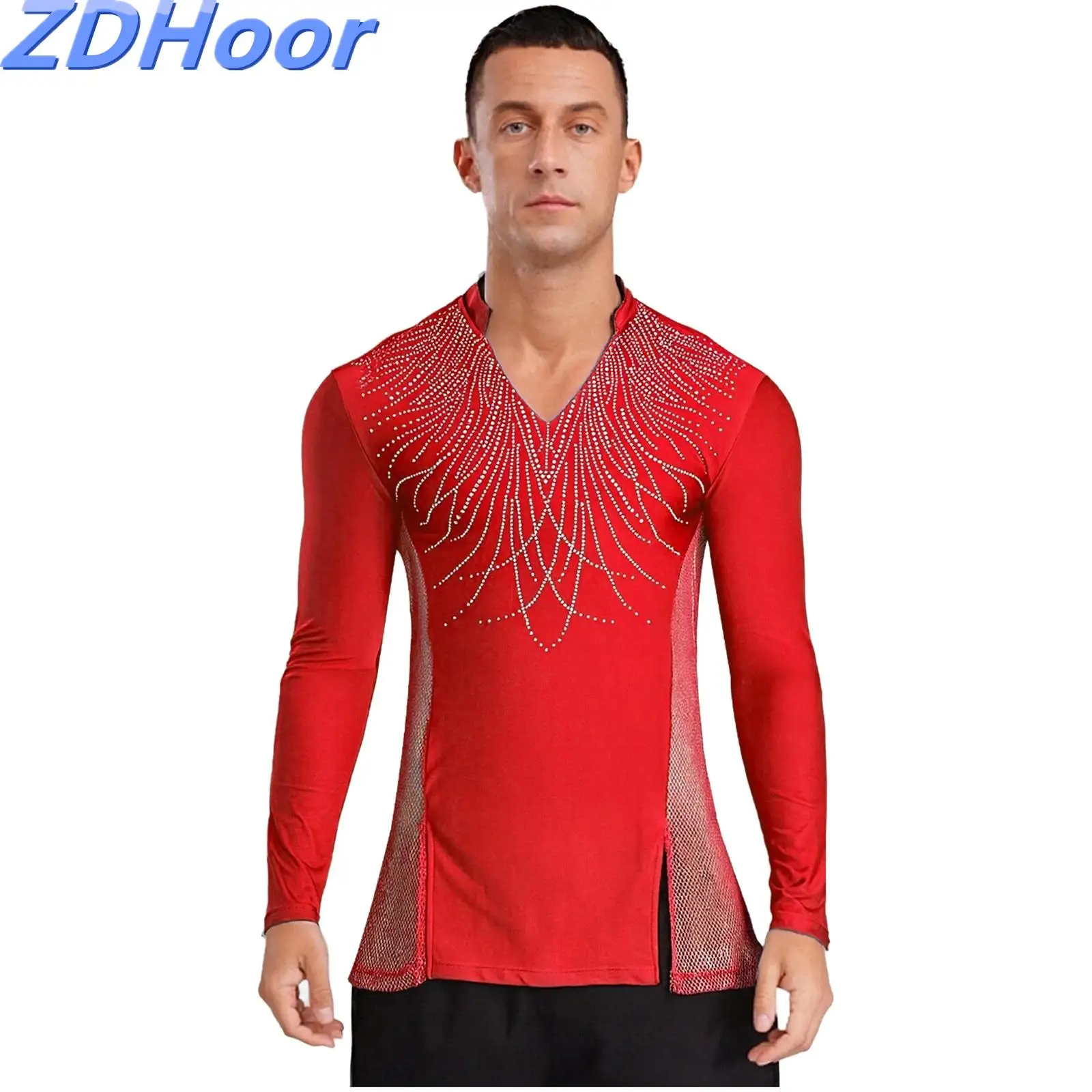 Mens Latin Ballet Dance Top V Neck Long Sleeve Side Mesh Patchwork with Split T-shirt Top Dancewear for Chacha Tango Ballroom
Mens Latin Ballet Dance Top V Neck Long Sleeve Side Mesh Patchwork with Split T-shirt Top Dancewear for Chacha Tango Ballroom