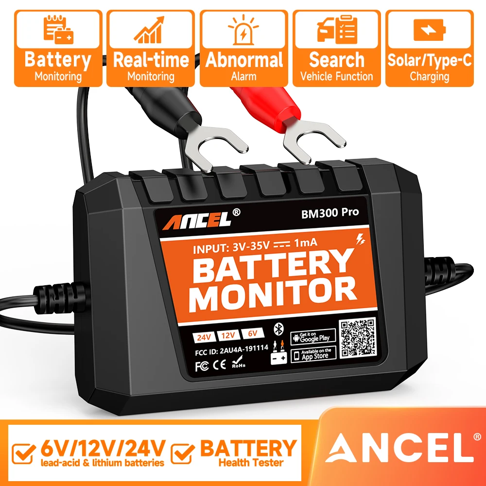 ANCEL BM300 PRO Bluetooth 6 В/12 В/24 В тестер монитора батареи IOS Andoird SOH SOC анализатор здоровья батареи инструменты для автомобиля мотоцикла
ANCEL BM300 PRO Bluetooth 6 В/12 В/24 В тестер монитора батареи IOS Andoird SOH SOC анализатор здоровья батареи инструменты для автомобиля мотоцикла