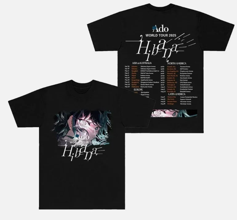 Футболка ADO Hibana 2025 World Tour Merchandise, удобный хлопковый топ с короткими рукавами, исключительно для фанатов
Футболка ADO Hibana 2025 World Tour Merchandise, удобный хлопковый топ с короткими рукавами, исключительно для фанатов