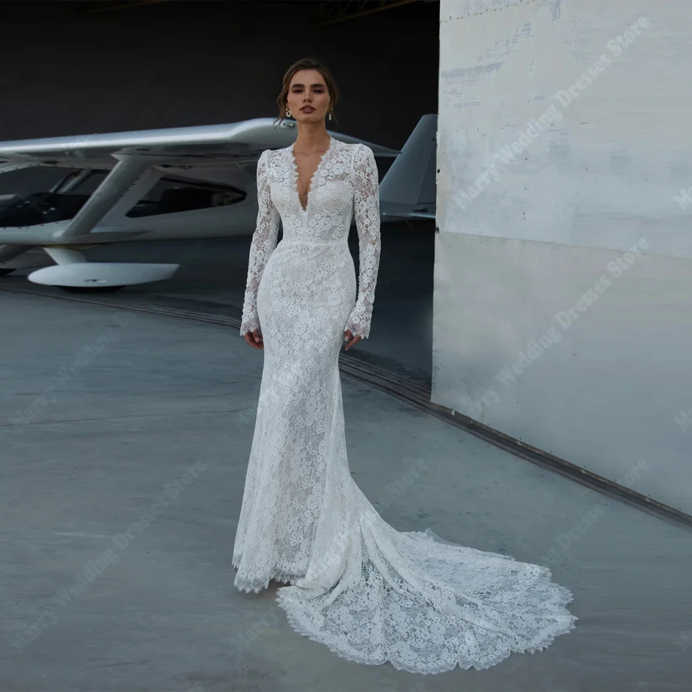 Fascinating Deep-V Women Wedding Dresses Elegant Mermaid Bridal Gown Princess Mopping Length Banquet Robes De Mariée Customized
Fascinating Deep-V Women Wedding Dresses Elegant Mermaid Bridal Gown Princess Mopping Length Banquet Robes De Mariée Customized