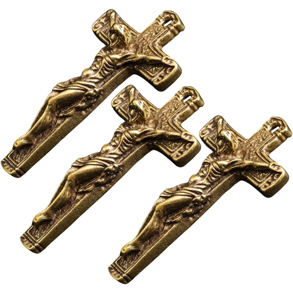 3pcs Cross Pendant Necklace Golden Copper Jesus Cross Pendant Vintage Ornaments Jesus Craft Keyring Hanging Bag Decor
3pcs Cross Pendant Necklace Golden Copper Jesus Cross Pendant Vintage Ornaments Jesus Craft Keyring Hanging Bag Decor