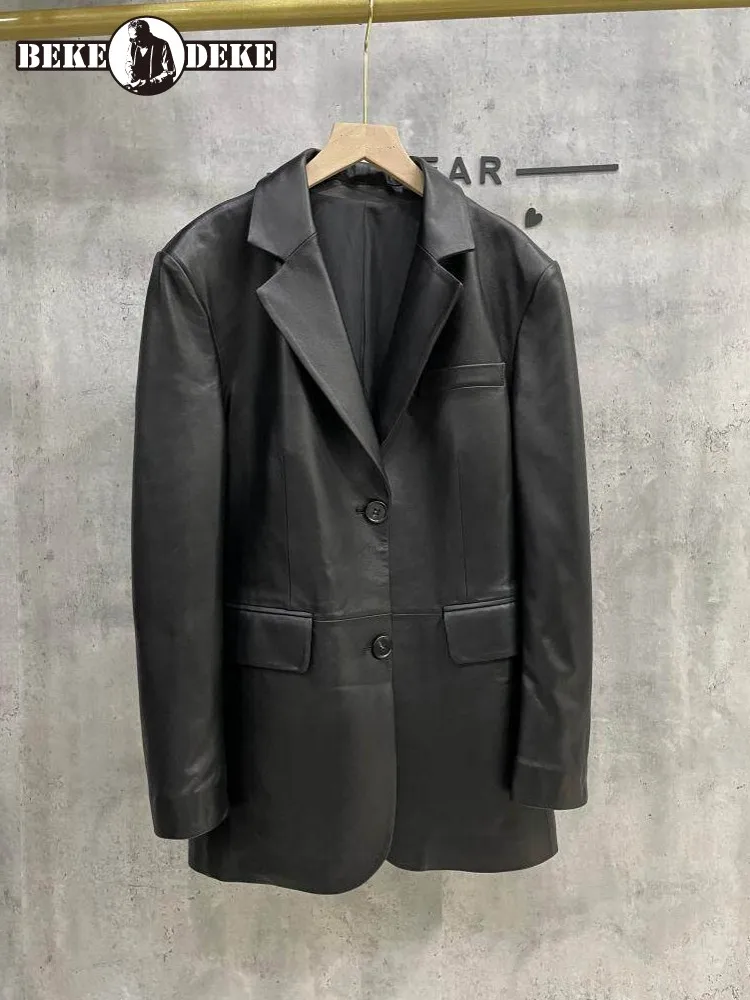 Women Sheepskin Genuine Leather Loose Fit Single Breasted Blazer Jacket Casual Single Breasted Office Ladies Work Suit Coat 3XL
Women Sheepskin Genuine Leather Loose Fit Single Breasted Blazer Jacket Casual Single Breasted Office Ladies Work Suit Coat 3XL