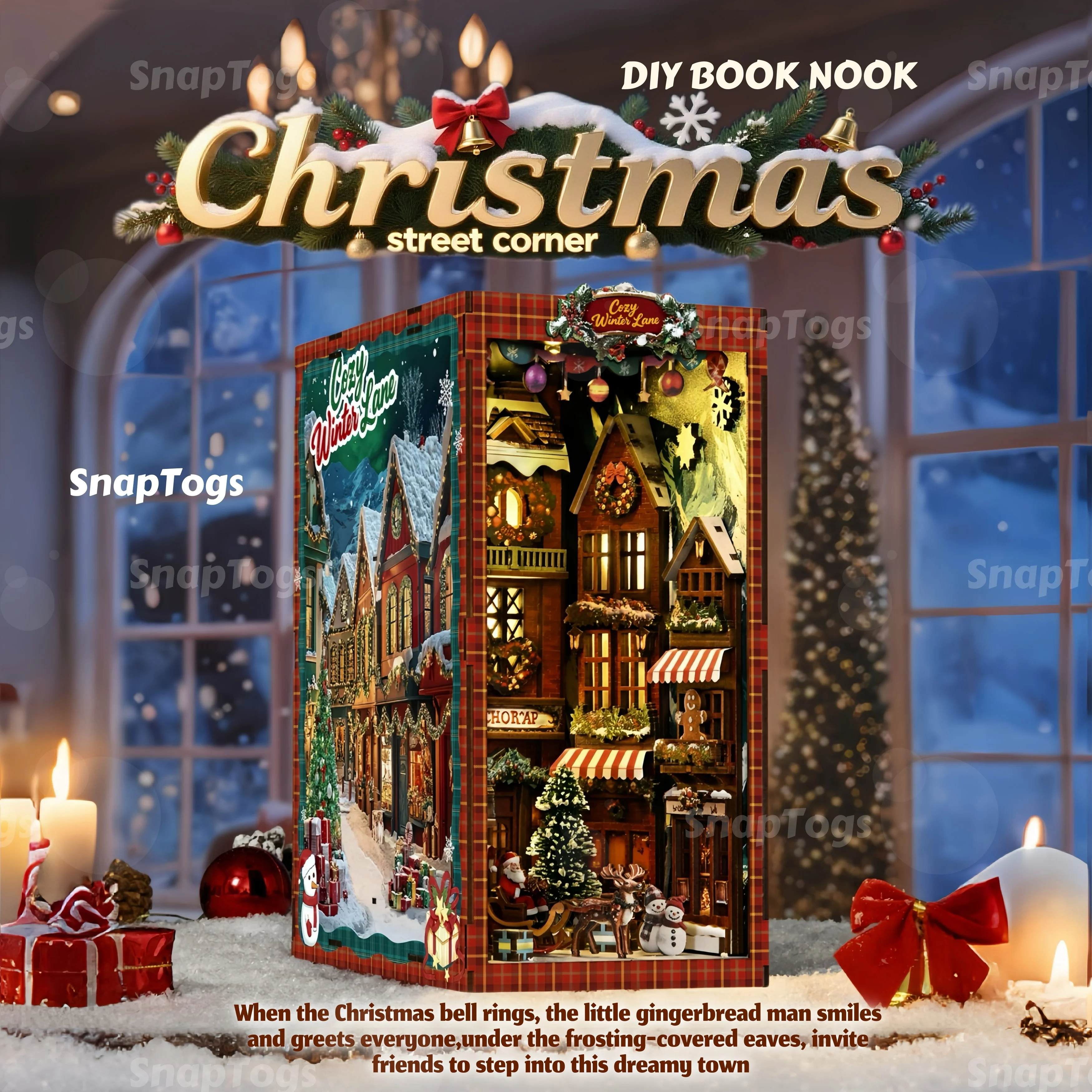 SnapTogs Christmas Street Corner DIY Book Nook Roombox Tiny Doll Miniature House Wooden Puzzle Building Blocks Toy Xmas Gift
SnapTogs Christmas Street Corner DIY Book Nook Roombox Tiny Doll Miniature House Wooden Puzzle Building Blocks Toy Xmas Gift