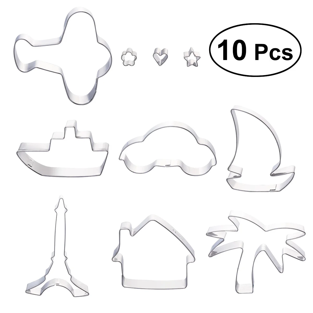 10Pcs Stainless Steel Cookie Cutters Set Novel Shapes Safe Baking Molds Cake Mold for Party Cookie Mold 
10Pcs Stainless Steel Cookie Cutters Set Novel Shapes Safe Baking Molds Cake Mold for Party Cookie Mold