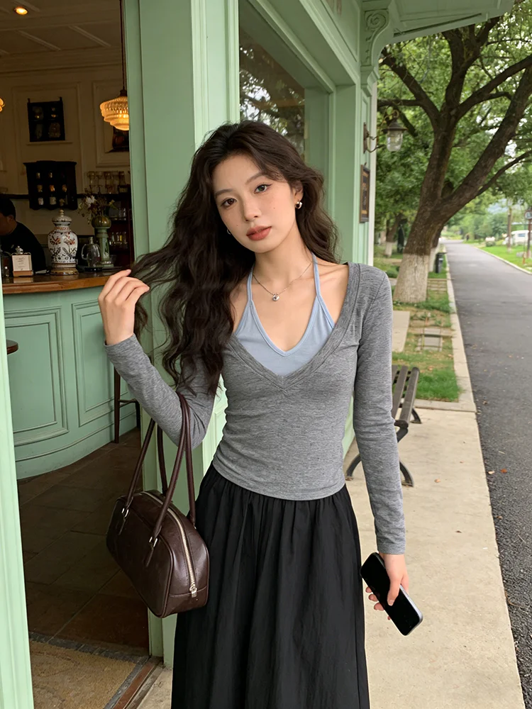 Lace V-Neck Long Sleeve T-Shirt Women's Spring New Style Wool Blend Silk Hanging Neck Design False Two-Piece Top Comfortable ...
Lace V-Neck Long Sleeve T-Shirt Women's Spring New Style Wool Blend Silk Hanging Neck Design False Two-Piece Top Comfortable ...