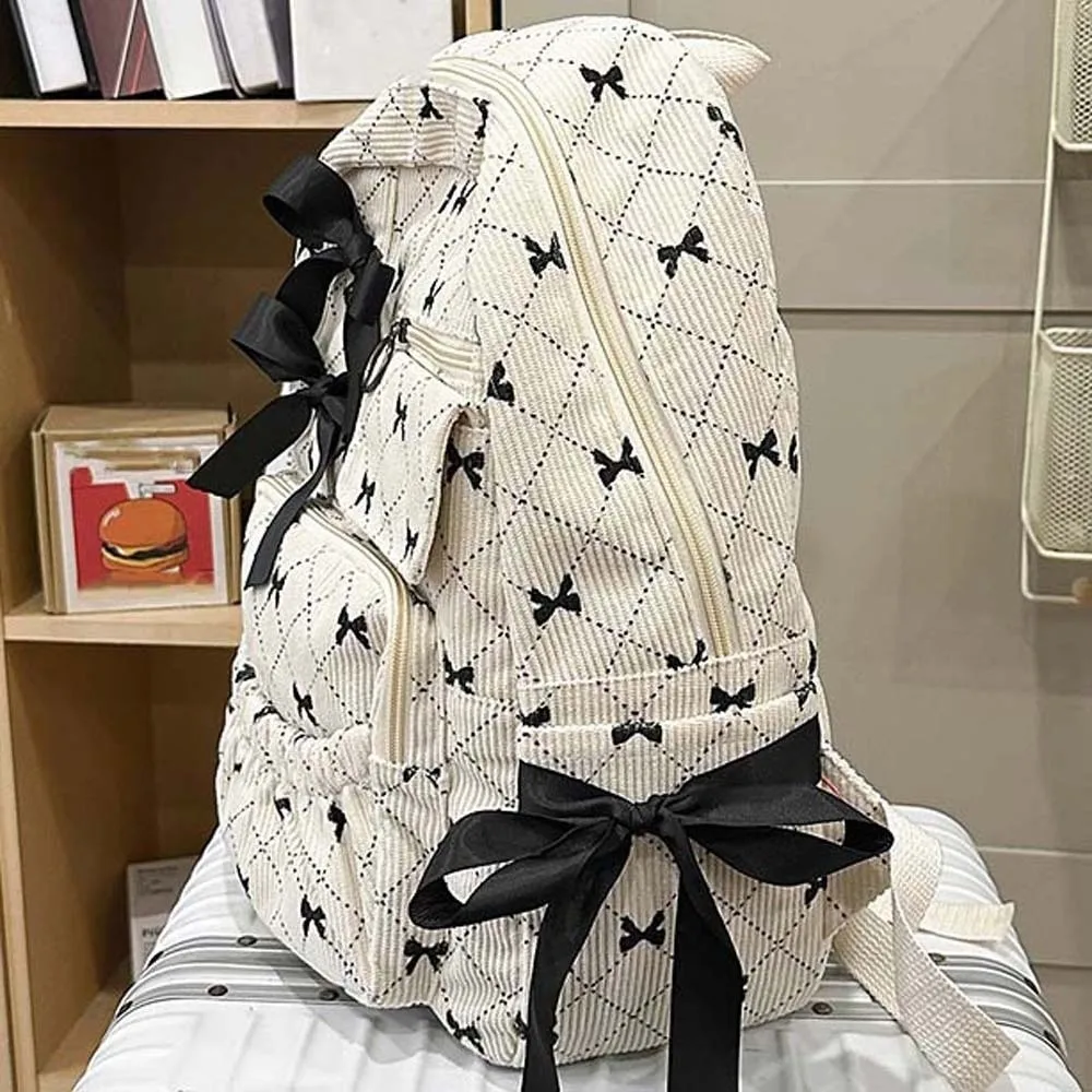 Daypack Corduroy Bow Backpack Silk Design Casual Students School Bag Contrast Color Durable Large Capacity Backpack for Gift
Daypack Corduroy Bow Backpack Silk Design Casual Students School Bag Contrast Color Durable Large Capacity Backpack for Gift